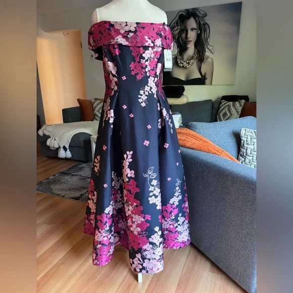 Adrianna Papell Dresses Adrianna Papell Navy And Pink Floral